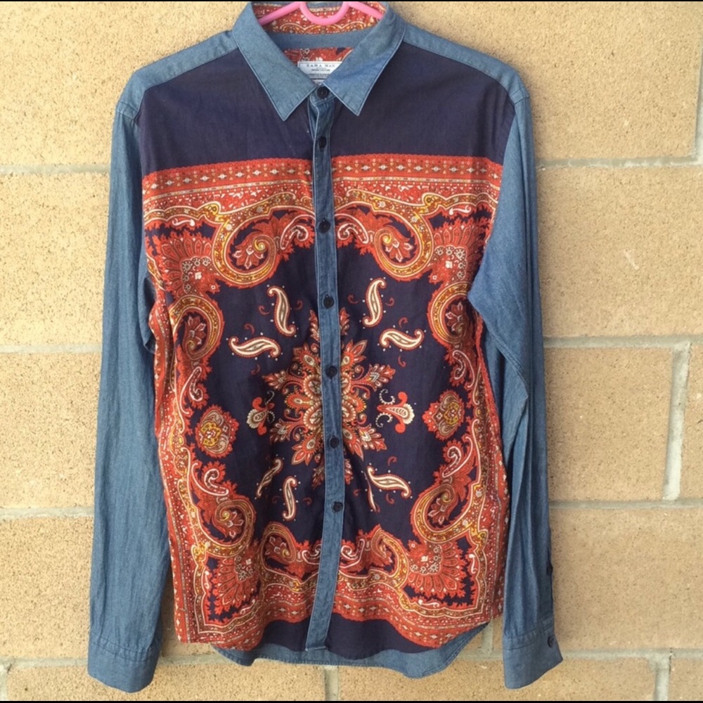 💥!!Zara Man!!💥👕Denim & Paisley Couture Shirt👕